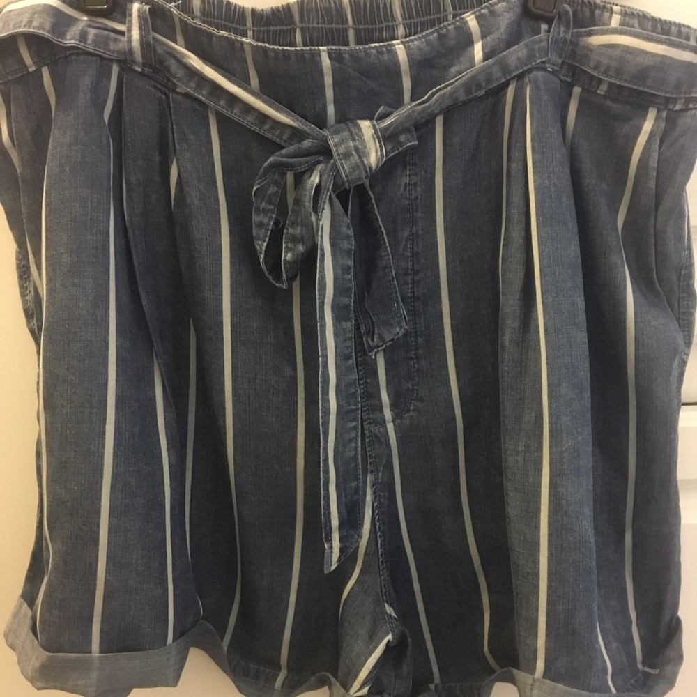 High-Waisted Pin Stripe Shorts